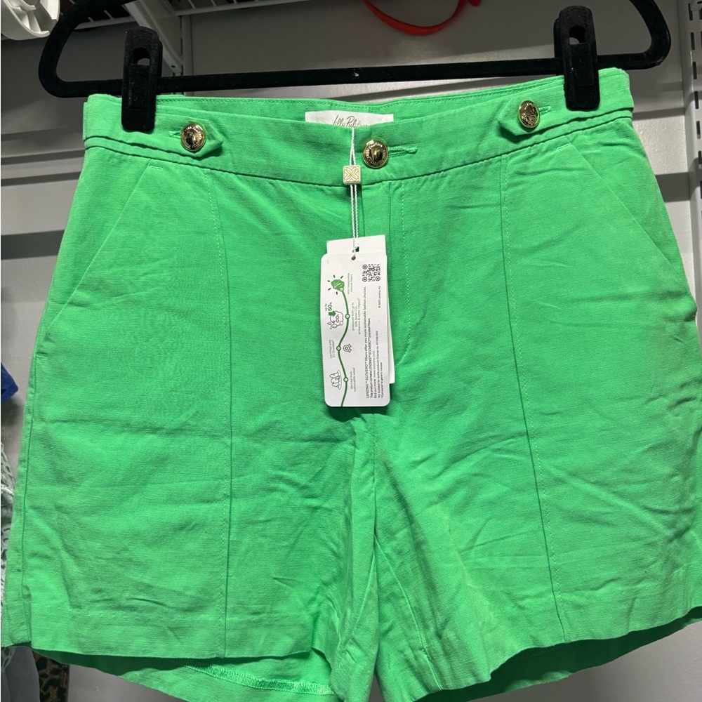 Lilly Pulitzer Deloria Linen Green Shorts Size 4